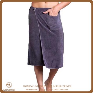Angbon Men's Wearable Towel W/ Pocket & Button Garter (1)