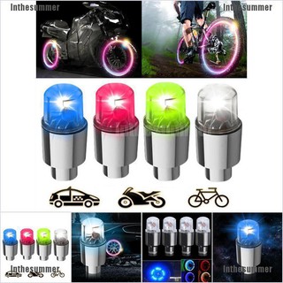 Inthesummer♬ 2Pcs Bike Car Motorcycle Wheel Tire Tyre Valve Cap Flash Led Light Spoke Lamp