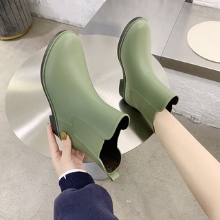 Women's rain boots non-slip Dr. Martens boots mid-calf and low length fashionable outdoor summer style rubber shoes low-top warm waterproof shoes (2)