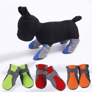 ◙♤4pcs/set Anti Slip Dog Shoes Breathable Acrylic Pet Shoes Waterproof Protective Rain Sock Boots Fo
