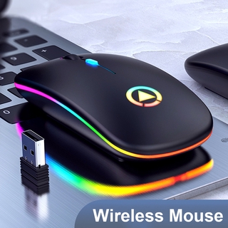 2.4G Silent Wireless Mouse LED Light Rechargeable Ultra Slim Ergonomic Mouse Bluetooth 3.0/5.0 Gamer Mouse with Receiver