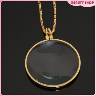 Magnifying Glass 6x Magnifier Pendant Loupe w Golden Chain Monocle Necklace Jewelry