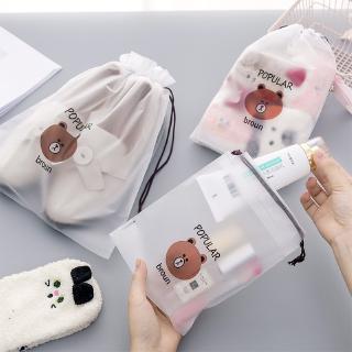 Portable Travel Cosmetics Bundle Pocket Cartoon Brown Bear Storage Bag