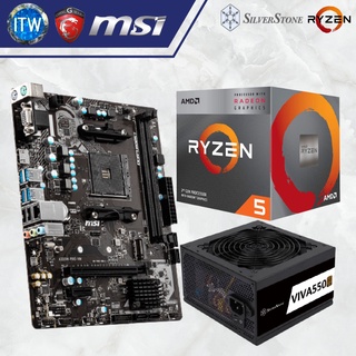 AMD Ryzen 5 3400G with Radeon™ RX Vega 11 Graphics, MSI A320M PRO-VH and SilverStone VIVA 550 BUNDLE