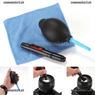 {new3} 3 in 1 Lens Cleaning Cleaner Dust Pen Blower Cloth Kit For DSLR VCR Camera{wave}