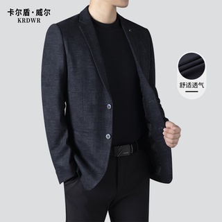 ✉✟☢Casual suit jacket men s middle-aged and young business suits blue 2021 autumn and winter new hig