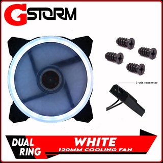 【Spot goods】❅♦☍GSTORM Dual Ring WHITE Led fan 120mm PC CPU Computer Case Cooling