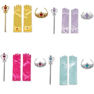 3Pcs Accessories Princess Girls Children Cosplay Glove+Crown+Magic Wand