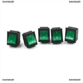 5Pcs NEW Green Lamp 4 Pin ON/OFF 2 Position DPST Rocker Switch 16A/250V KCD4-201（homeliving01）
