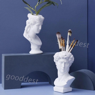（good） Resin Vase Flower Pot Nordic Style Human Head Pen Brushes Holder Home Decoration