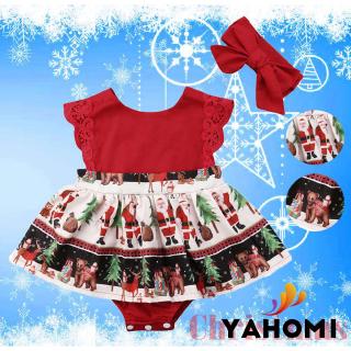 ❀Yaho❀Stylish Christmas Santa Newborn Baby Girls Red Lace (2)