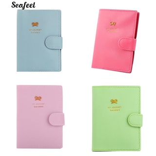 passport cover❃▼Passport Holder Cover Ticket Card Case Bowknot Pu Leather Travel W