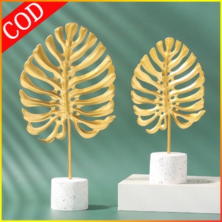 【COD】Light Luxury Golden Monstera Leaf Metal Ornaments Innovative Home Living Room Table Light Decor