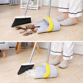 Broom and Dustpan Set, Super Long Handle Lobby Broom, Self-Cleaning with Dust Pan Teeth (3)