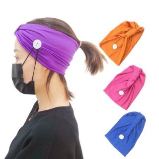 Sports Yoga Sweat-absorbent Hairband Wear Masks Button Turban