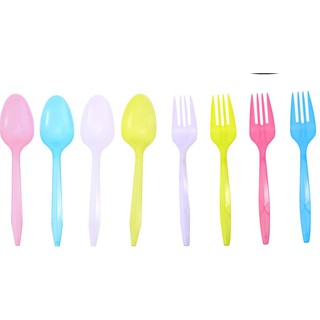 [Sun Mall] 24pc Plastic Spoon & Fork Disposable Dinnerware Tableware Cutlery Spoons and Forkson