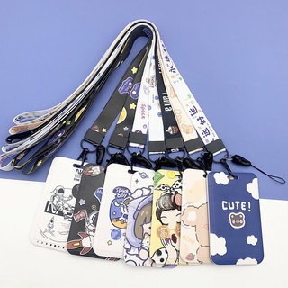 Student Meal Card Set Cartoon Bus Subway Ic Card Set Cute ID Set with Long Lanyard Badge School Card Protective Cover