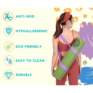 Wandergym Yoga Mat with Carry Strap Non Slip, Pilates Fitness Mat, Eco-Friendly, Anti-Tear Yoga Mat