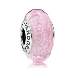 PAN Pink Shimmer Glass Murano Charm 92.5 Silver PM036