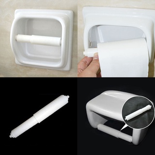 2Pcs Toilet Roll Spindle Loaded Tissue Paper Holder Stretch Roller White Plastic (2)