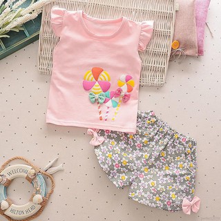 Baby Girl Sleeveless Windmill Bow-knot T-shirt + Flower Pants