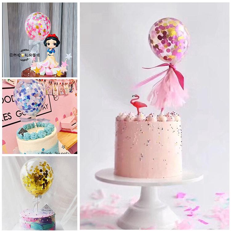 Confetti Balloon Birthday Straw Ribbon Cake Inserted Topper (1)