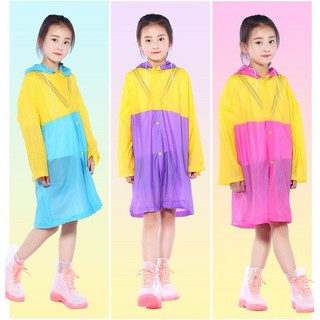 Semi Transparent Lightweight Long Raincoat for Kids Rain Protection