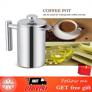 [Ready Stock]Double Stainless Steel Coffee Maker Press Tea Pot Filter