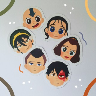 Avatar the legend of Aang laminated Stickers | Aang, Katara, Sokka, Toph, Zuko and Suki