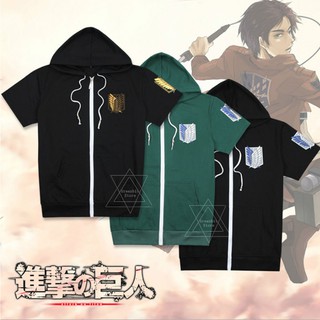 Attack on Titan Cosplay Anime Short Sleeve Men Casual Hoodies Outwear Coat Clothing