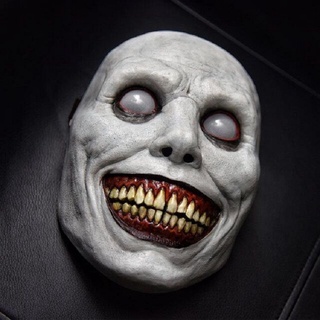 2021 New Halloween Mask cos Exorcist horror smile white eyed devil mask artificial factory straight hair