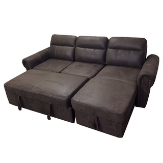 Flotti Raven Convertible L-Sofa with Pull-Out Bed (Dark Brown)