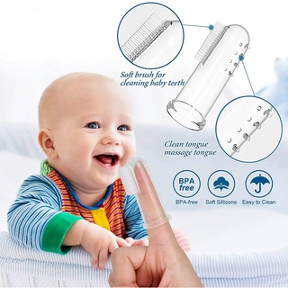 Infant Baby NEWBORNS Silicone Finger Toothbrush Dental Care Set (2)