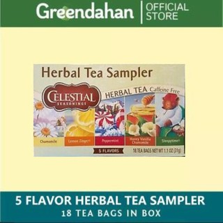 GREENDAHAN /Celestial Seasonings Sugar-free Herbal Tea Sampler, Caffeine Free, 18 Tea Bags