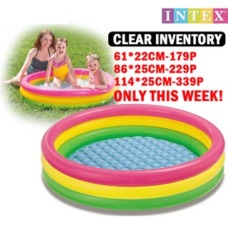 100%OriginaI INTEX Swimming Pool for Kids Rainbow Inflatable Water Thickened Family Lounge indoor (1)