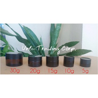 Gift & Wrapping☾❍Cream Jars Amber glass with Black Lid