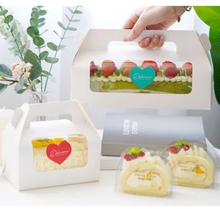PH Based White Swiss Roll Box with window Handle / Donut Box /Baked Goodie Box / Cake Box (1pc)
