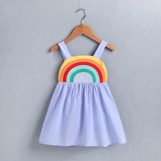 ✸✠♞✨READY STOCK⭐New Toddler Kids Baby Girl Princess Clothes Sleeveless Cotton Rainbow Colorful Cute (1)
