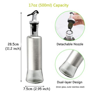 Dailyhome 500ml Oil Dispenser Bottle Stainless Steel Condiments Vinegar Soy Sauce Container (8)