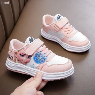 Girls soft sole shoes 2021 autumn new style, big children s leather casual shoes, boys breathable cartoon sneakers