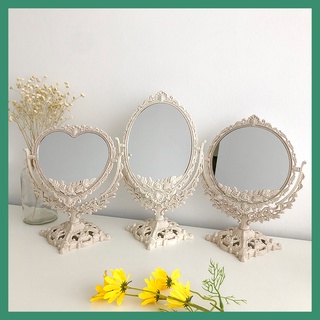 【MIRROR】Korean ins style embossed double-sided retro makeup mirror European princess mirror