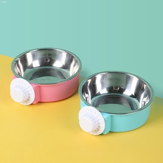 PET COLLAR✵┋▨Pet Dog Cat Cage Hanging Bowl Feeder Stainless Steel Dog Bowl