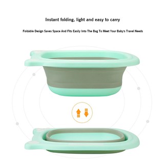 Baby washbasin foldable portable newborn baby child travel wash cartoon cow silicone basin (4)