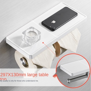 Modern Creativity Paper Holder White Resinous Panel & 304 Stainless Steel Paper Rack Toilet Phone Sh