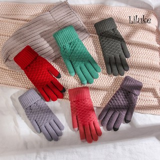 【spot goods】 ☜[LK]Winter Thick Warm Women Knitted Gloves Full Finger Touch Screen Students Mittens (1)