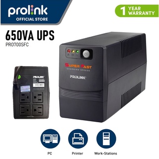 PROLiNK PRO700SFC 650VA UPS Super Fast Charging Line Interactive with built in AVR 140-300VAC PC UPS