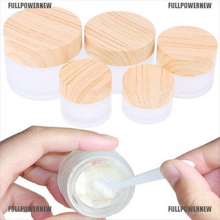 FPN 5g 10g 15g 30g 50g Frosted Glass Cream Jar Wooden Make-Up Skin Care Container [Beauty]