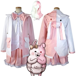 Danganronpa Dangan-Ronpa 2 Monomi Pink White Rabbit Cosplay Costume Outfits Wig (4)