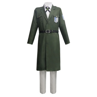 【Gift Tie + Belt】Attack on the Titans Allen Uniforms Army Cosplay Costume Green Cloak Investigation
