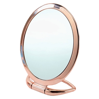 1Pc Creative 3X Magnifying Round Desktop Mirror Dresser Table Makeup Mirror Portable Household Mirror(Rose Gold)